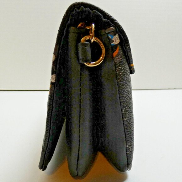 Disney Crossbody Bag Purse Mickey Minnie Mouse Black Embossed Gold Chain NWT - Picture 4 of 14